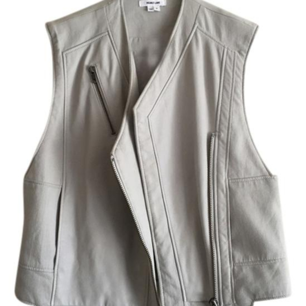 Helmut Lang Lambskin Leather Vest Light Gray Size S